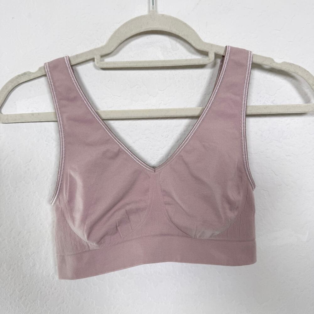Bali Womens Wire Free Bralette Bra Size M Stretch Comfy Minimal Pink Tan